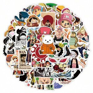 50 Pcs/Set One Piece  Hot Anime Stickers No Traces  Off Waterproof PVC Material